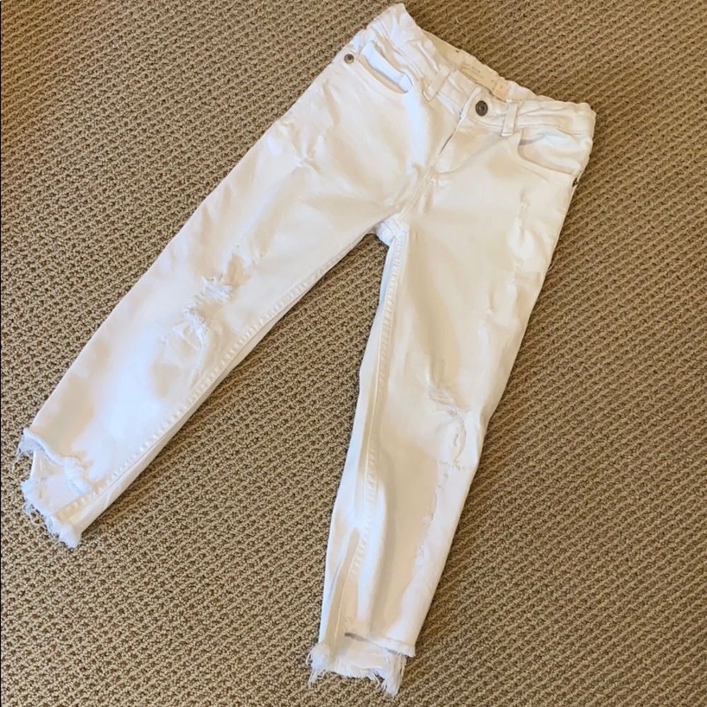 ZARA KIDS WHITE RIPPED JEANS